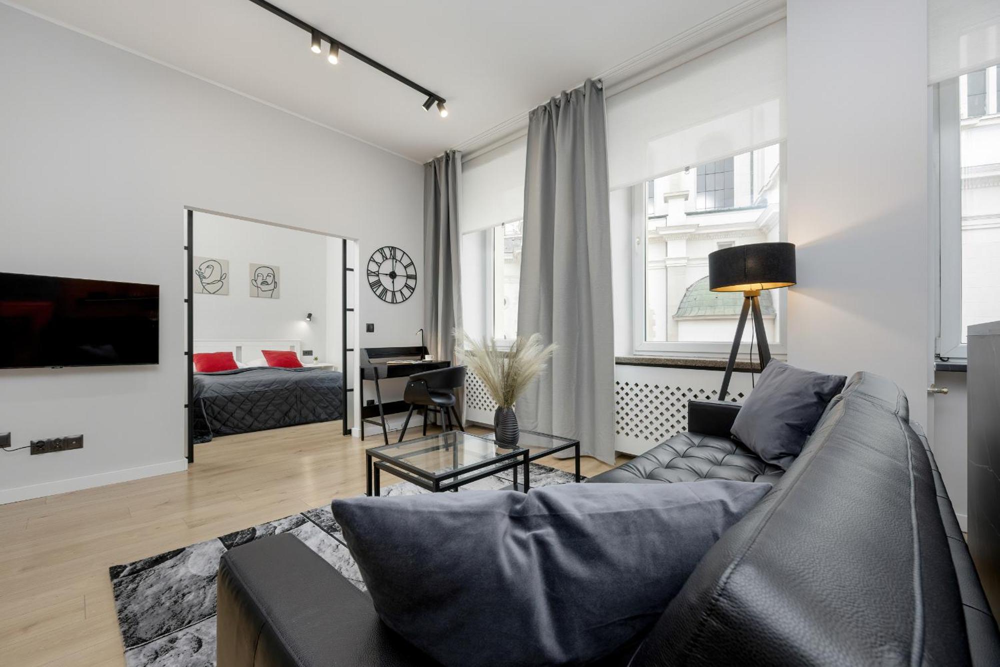 Exclusive Grey And Red Apartment In Warsaw Center By Noclegi Renters Экстерьер фото